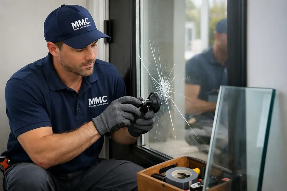 Front door glass repair by a MMC specialist