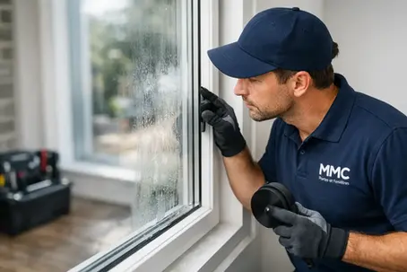Inspection d'une vitre thermos embuée par un spécialiste MMC