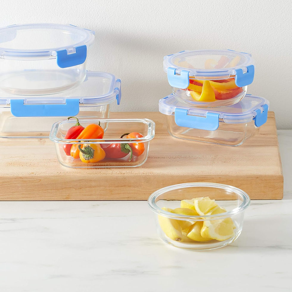Thumbnail: Amazon Basics Glass Food Storage Containers with Locking Lids, Set of 7, 14 pie