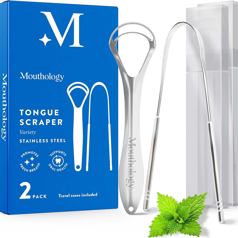 Thumbnail: Mouthology Tongue Scraper for Adults (2 Pack), Reduce Bad Breath, Metal Tongue 