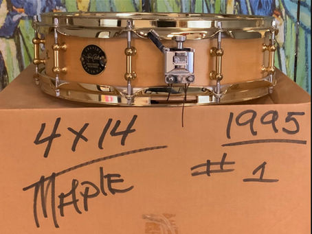 Johnny Craviotto’s first 4x14 snare drum, built in1995. From his personal collection. Net proceeds go to his family.