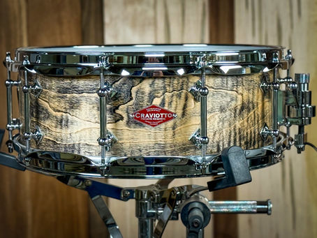 Craviotto Private Reserve - 6x14-CURLY MAPLE w/ NO INLAY - 45° EDGES - LIGHT EBONIZED/ OIL FINISH