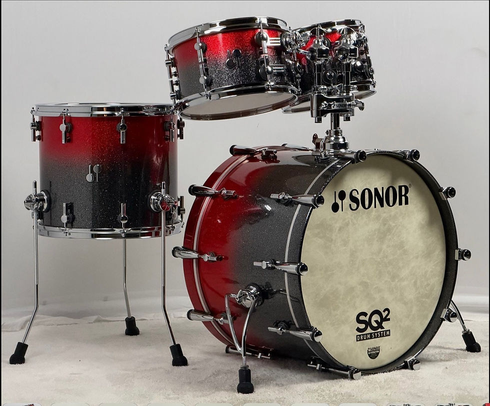 Sonor SQ2. Medium birch black/red sparkle fade. 10/12/15/22. Killer!