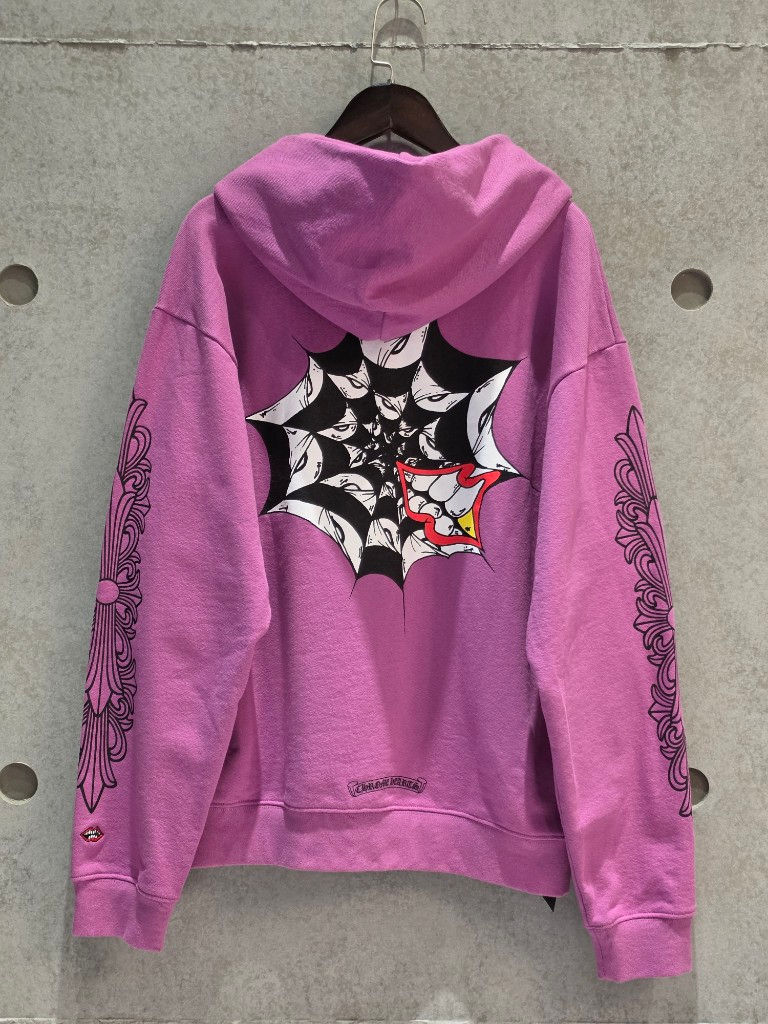 縮圖：克羅心 Chrome Hearts Matty Boy聯名 蜘蛛網塗鴉帽T(紫)