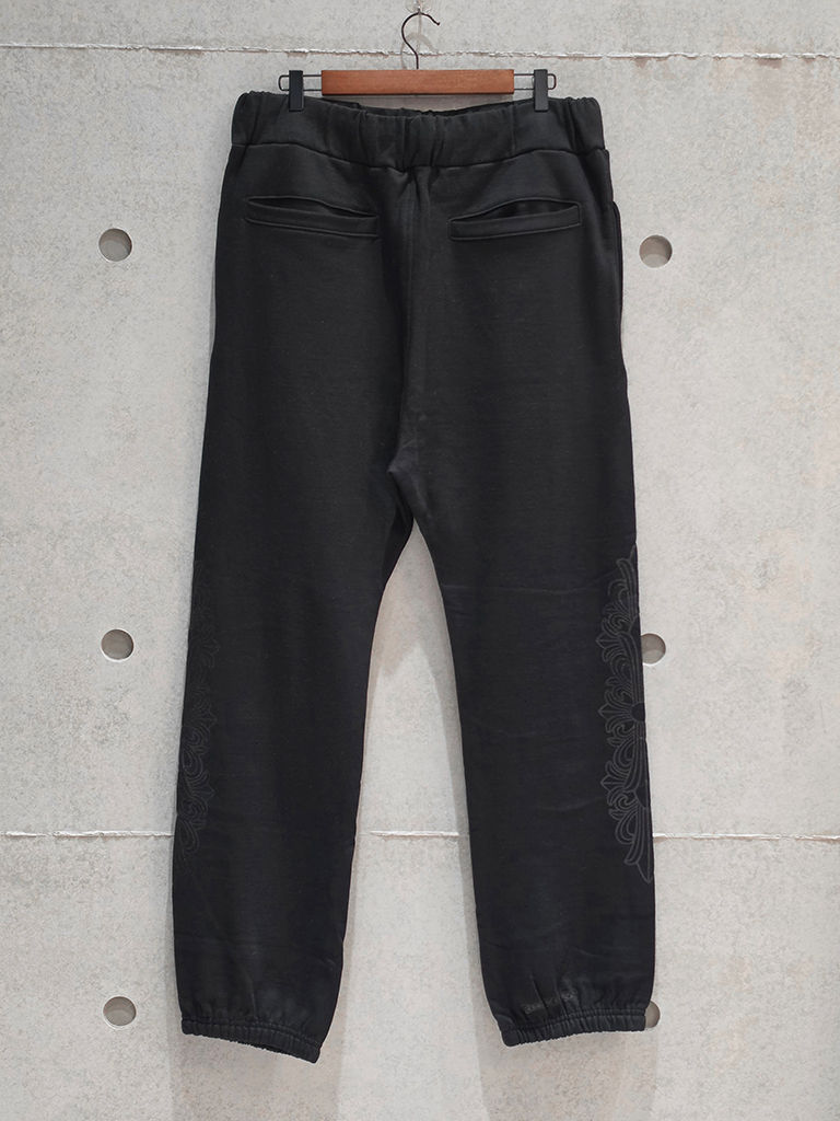 克羅心 Chrome Hearts 官網限定 亮粉反光十字花 馬蹄印 黑色長棉褲