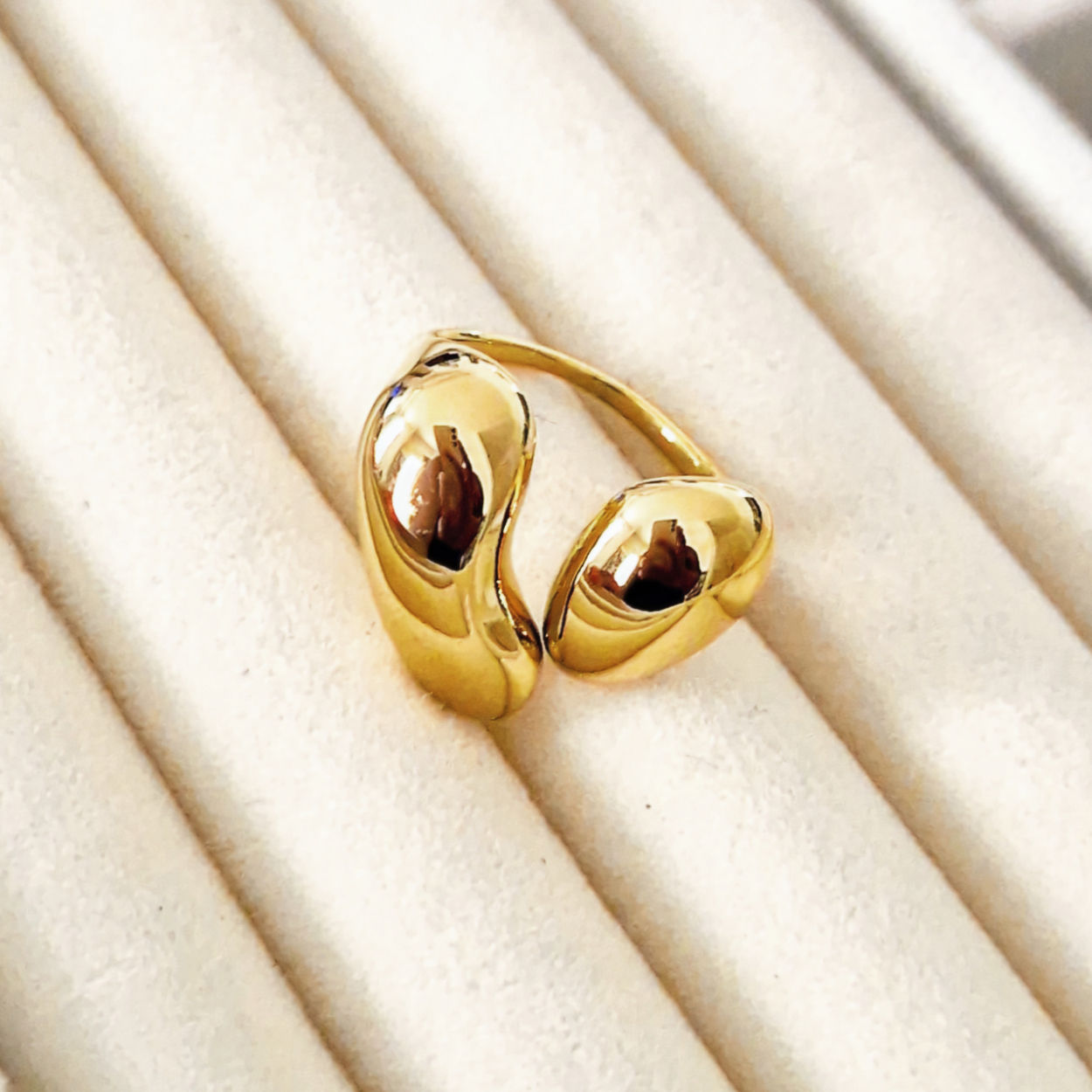 Bague femme ouverte gouttes acier inoxydable