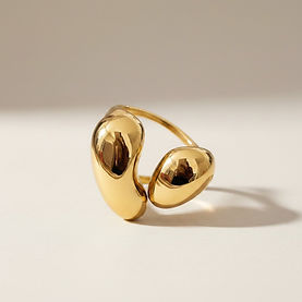 Bague dorée gouttes acier inoxydable