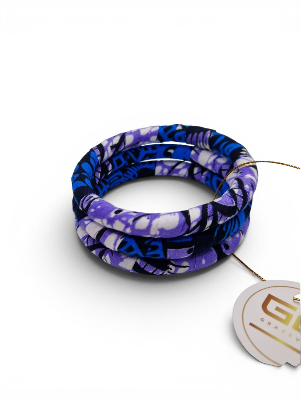Miniature : Lot de 3 Bracelets Joncs fermés en Tissu Wax