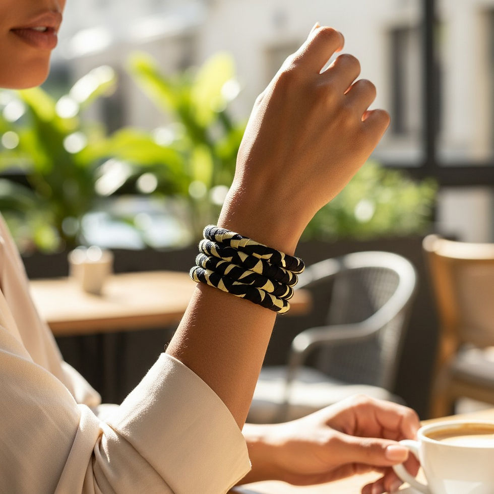 Miniature : Lot de 4 Bracelets Joncs fermés en Tissu Wax