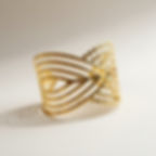 Miniature : bracelet manchette doré à motif feuillage