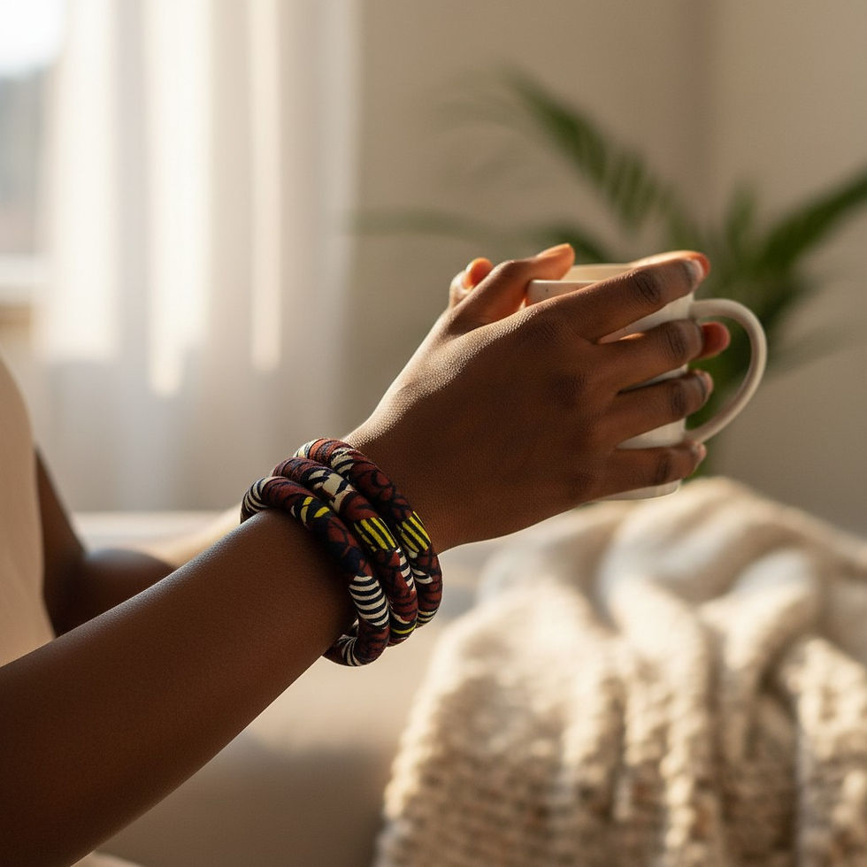 Miniature : Lot de 3 Bracelets Joncs fermés en Tissu Wax