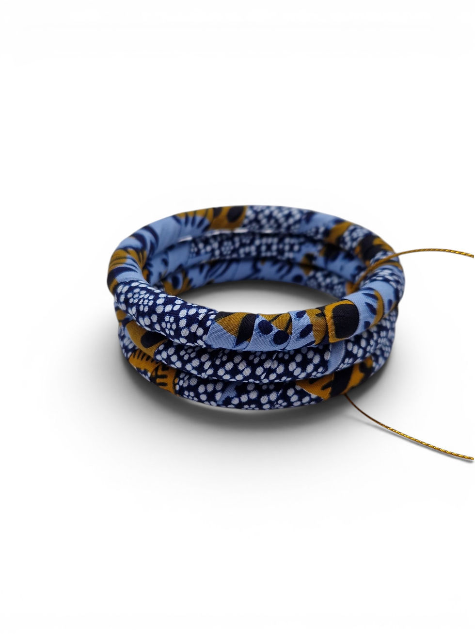 Miniature : Lot de 3 Bracelets Joncs fermés en Tissu Wax