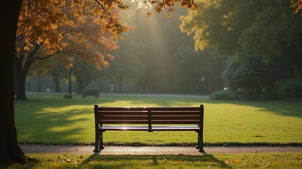 High angle view of a deserted park bench