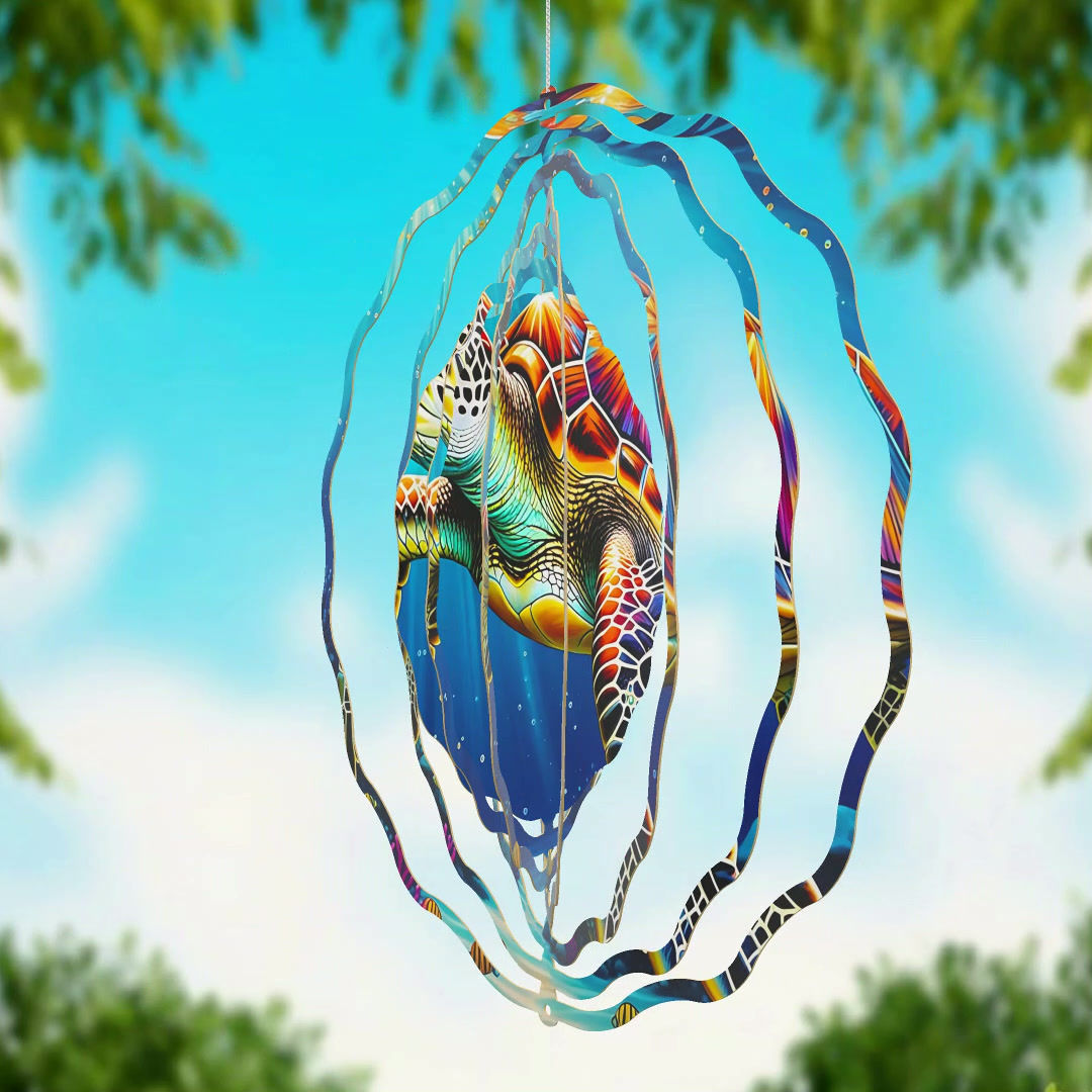 Sea Turtle Lights Metal Wind spinner