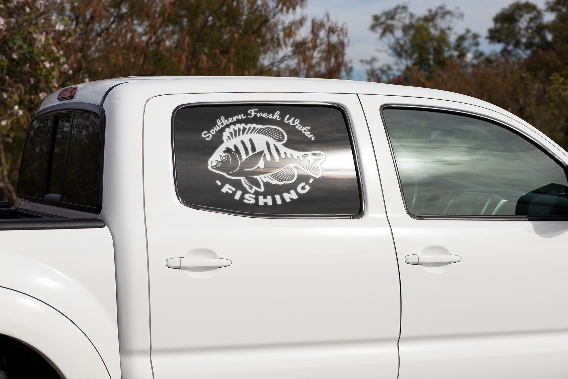 Custom Text Fishing Decal White, Holographic