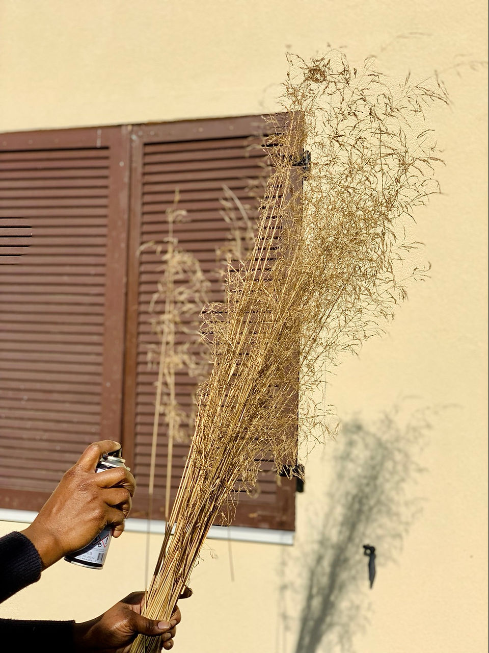An event decorator who bombs pampas to decorate a birthday area, creating a natural, friendly atmosphere.
