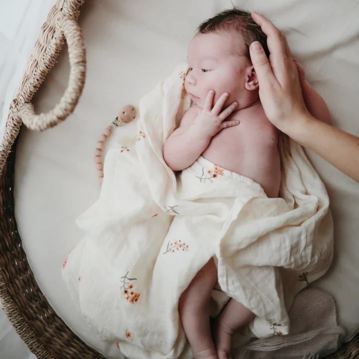 Thumbnail: Organic Cotton Muslin Swaddle Blanket Flowers