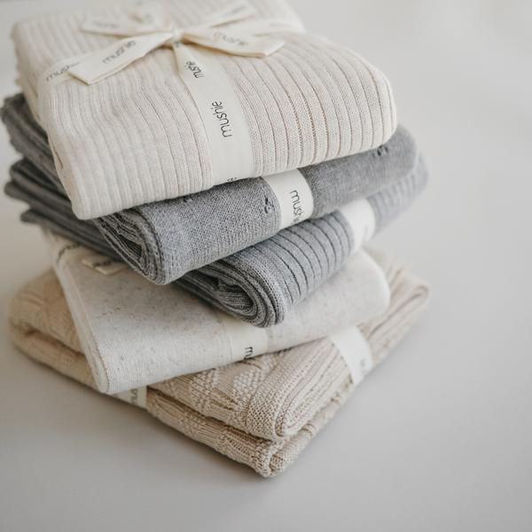 Thumbnail: Mushie - Blanket ribbed beige melange