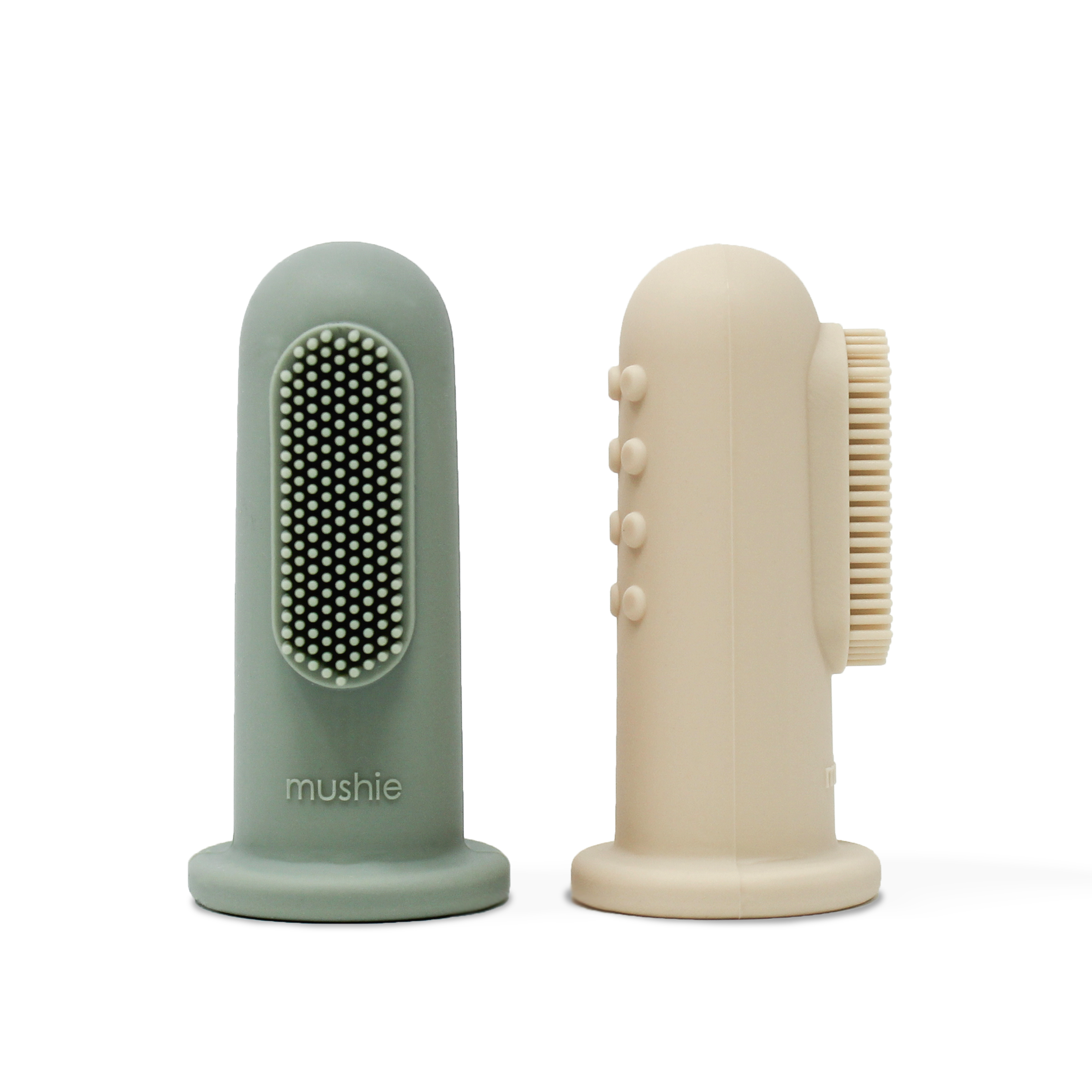 Mushie Finger Toothbrush | Cambridge Blue/Shifting Sand