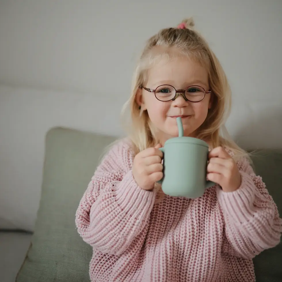 Thumbnail: Silicone Training Cup + Straw | Cambridge Blue