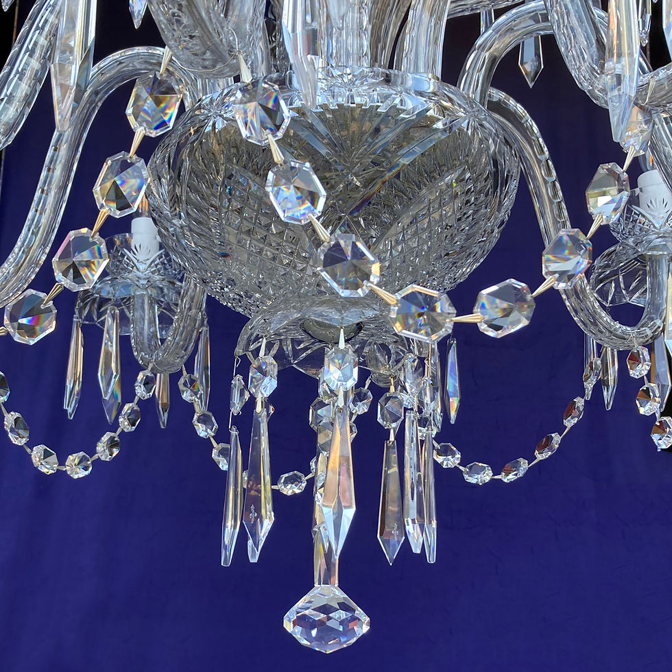 Thumbnail: Base bowl and terminal finial of a restored Waterford Crystal Powerscourt chandelier