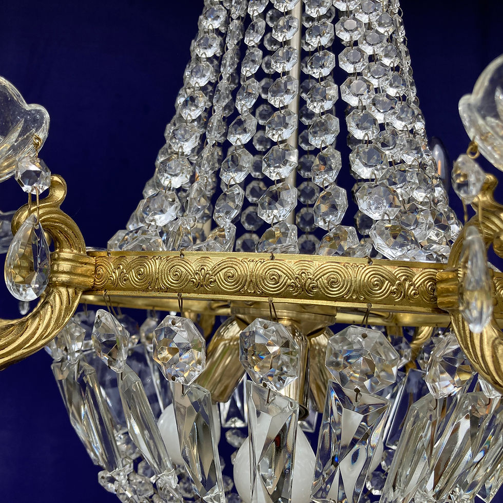 Thumbnail: 6-Branch Cut Glass Empire Chandelier