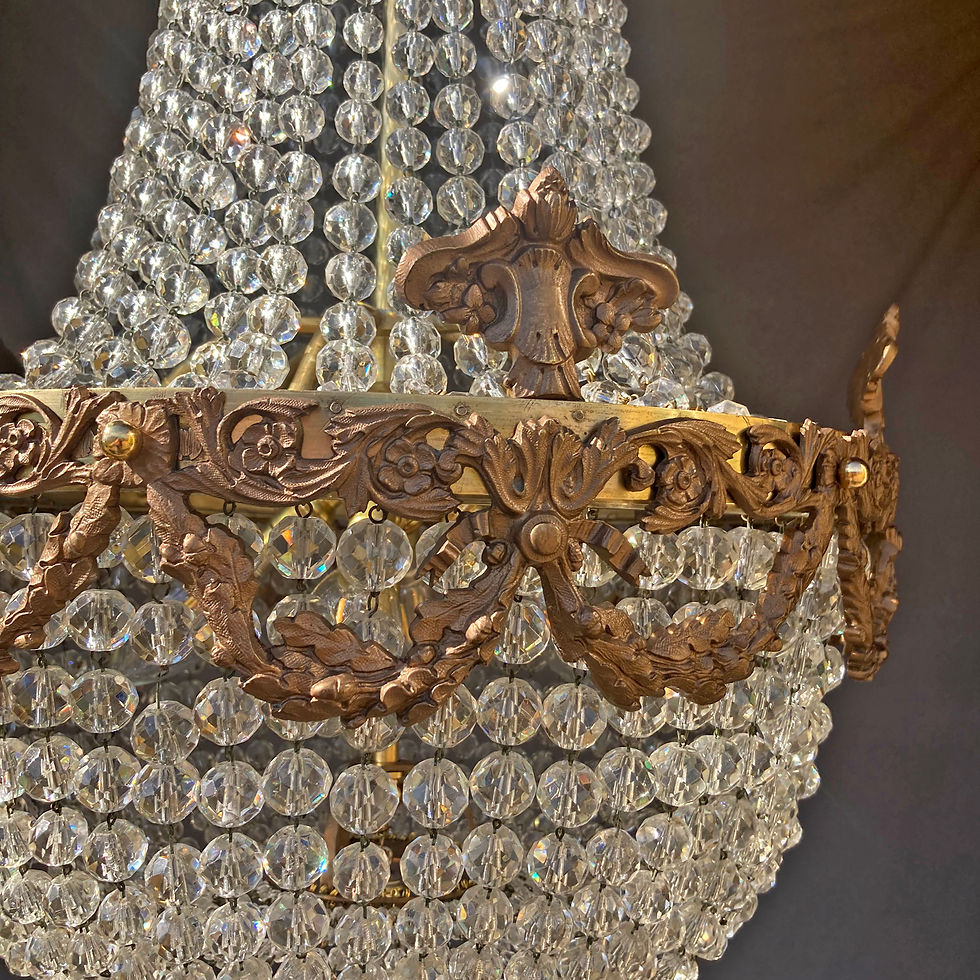 Thumbnail: French 'Belle Epoque', Gilt Bronze Empire Chandelier