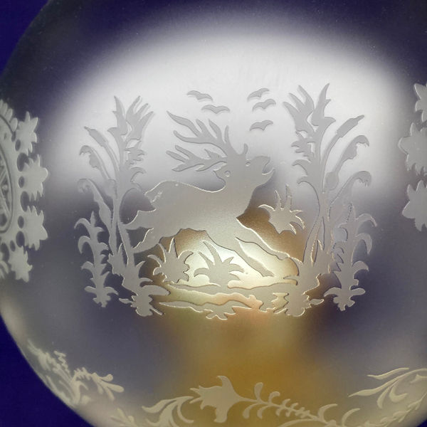 Thumbnail: Edwardian Brass Corridor Ceiling Light with Etched Glass Shade