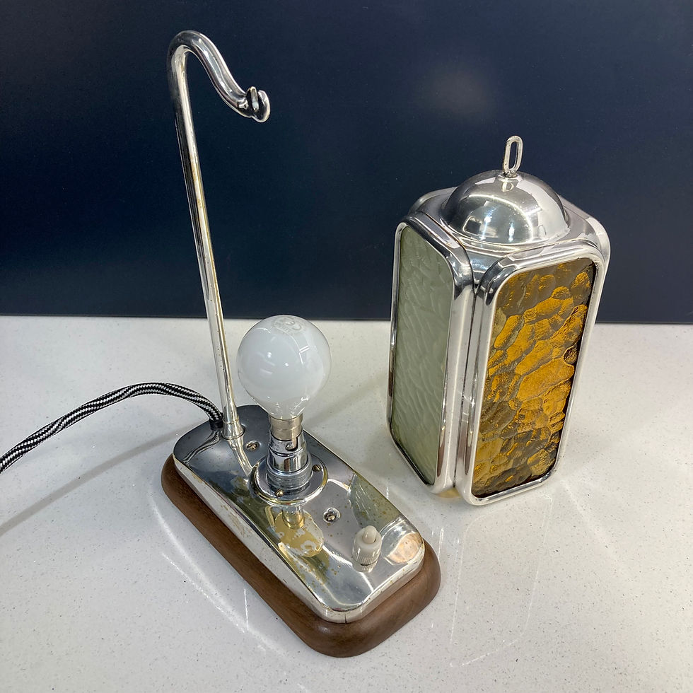 Thumbnail: Art Deco Chrome Table Lamp with Suspended Shade