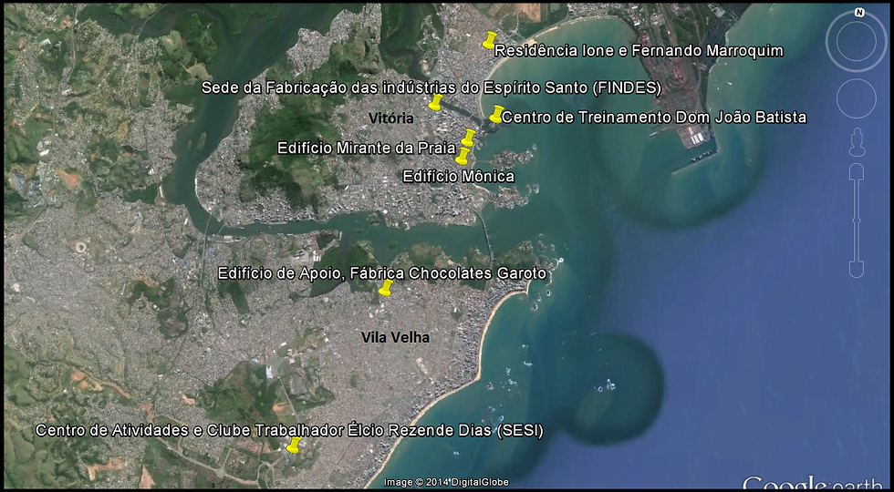 Mapa de localização das obras