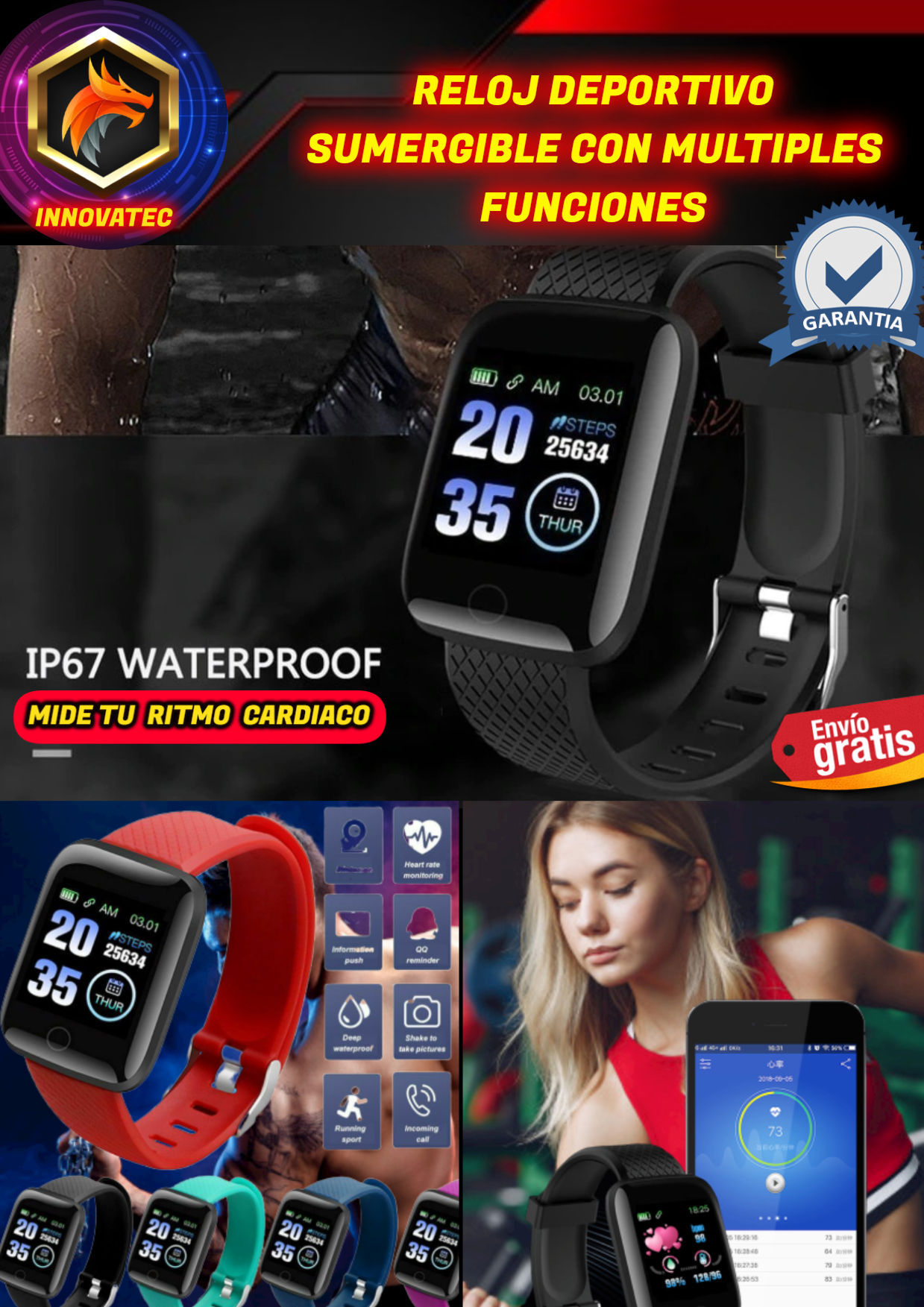 Reloj deportivo D110 proteccion IP67 💦