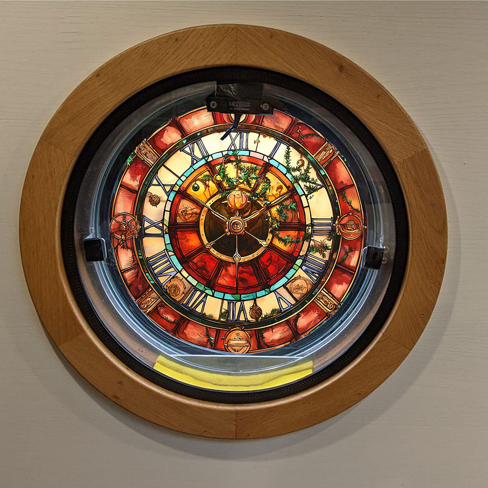 Stained Glass Window Cling - Steampunk Christmas