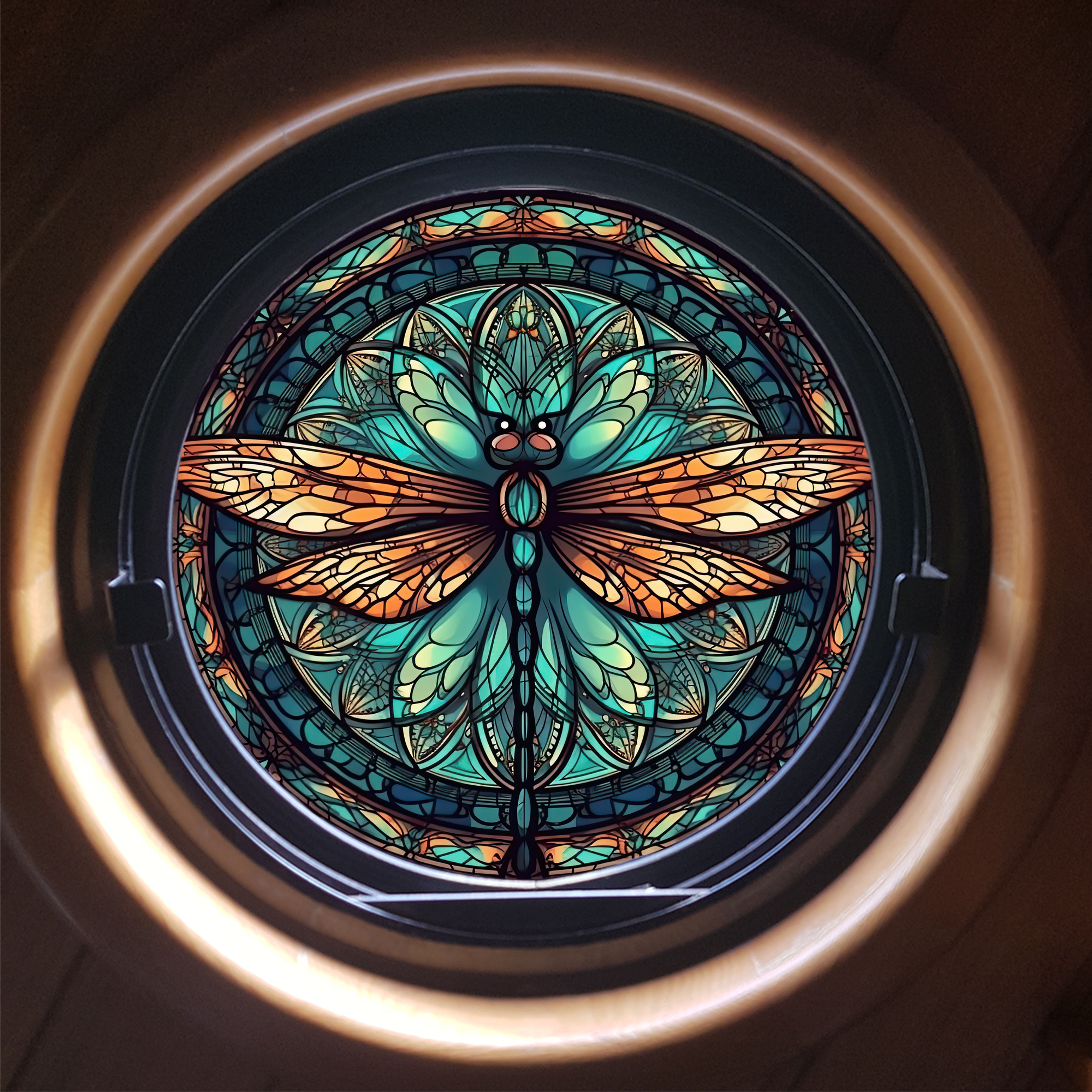 Stained Glass Effect Static Window Cling/Privacy Film - Beautiful Dragon