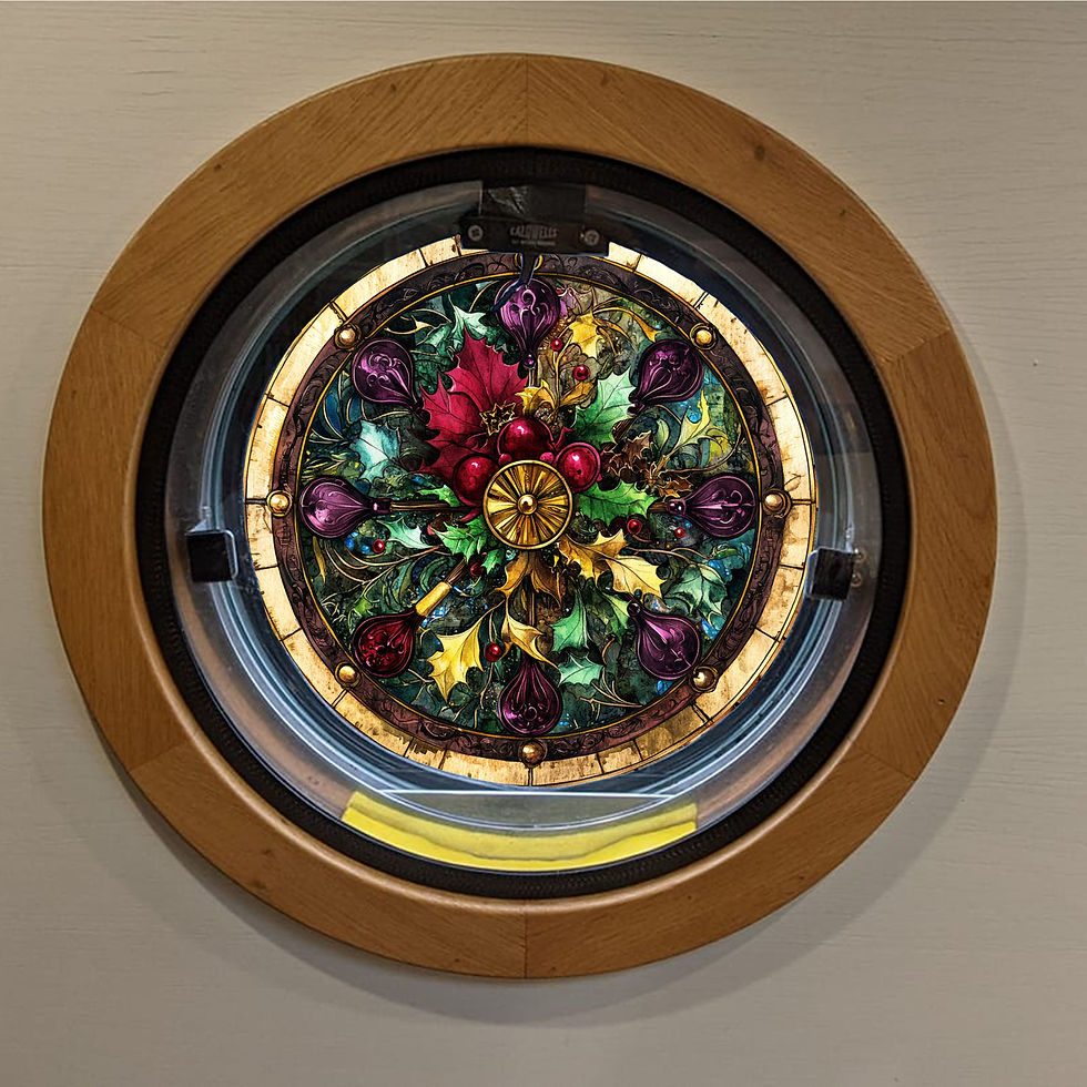 Stained Glass Cling - Steampunk Christmas