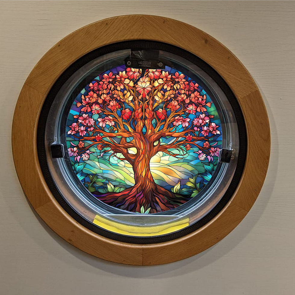 Stained Glass Effect Static Window Cling/Privacy Film - Tree of Life