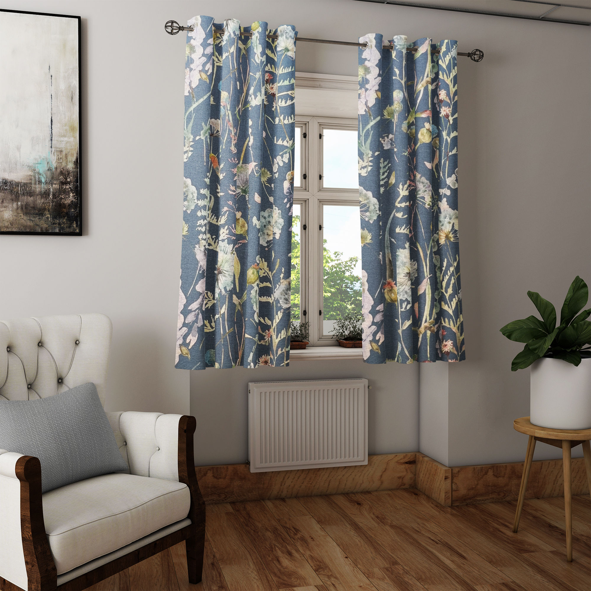 Custom-made, full lined blackout/thermal curtains in Carlotta Topiaza