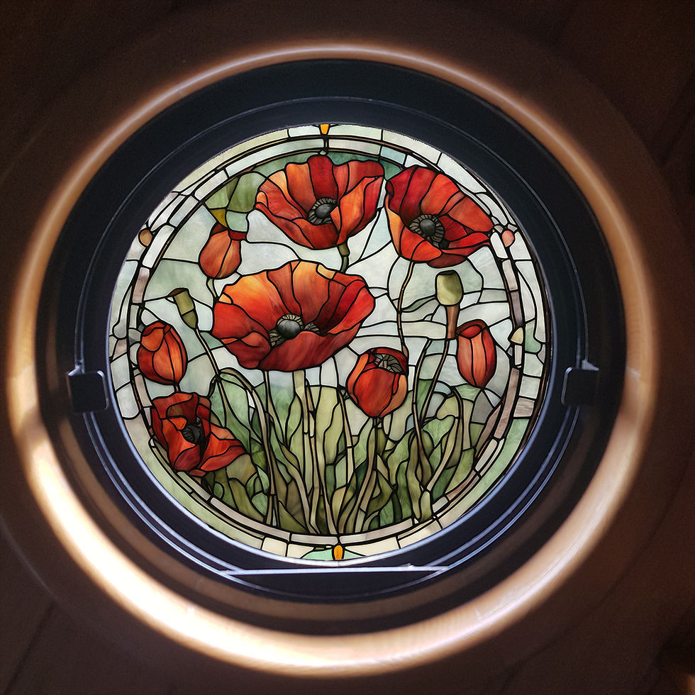 Poppy Wreath/Remembrance Stained Glass Effect Static Window Cling