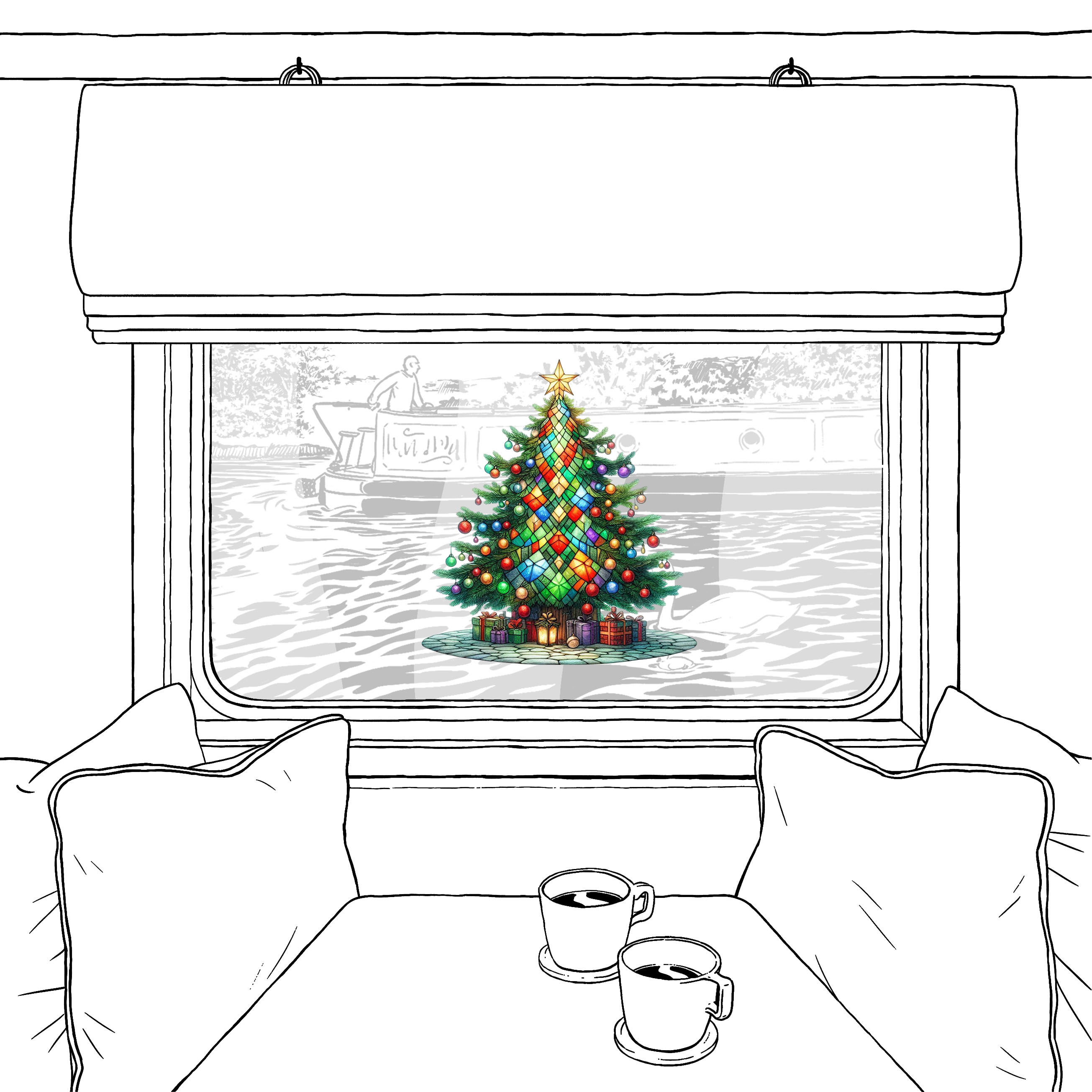 Stained Glass Window Cling - Die Cut Christmas Trees