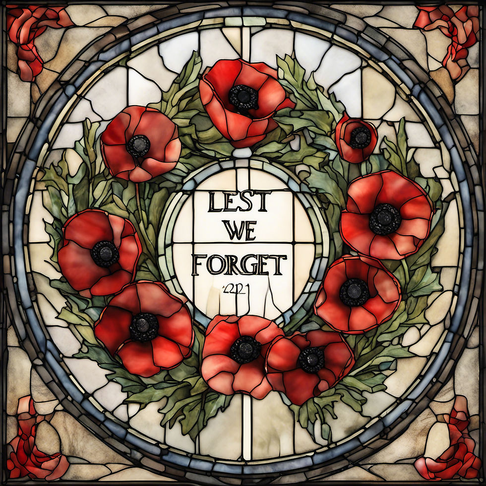 Thumbnail: Poppy Wreath/Remembrance Stained Glass Effect Static Window Cling