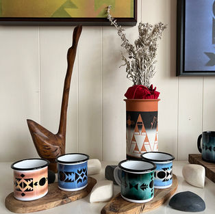 Enamel Mugs, Camp Cups, Color Changing Mugs, Native Design Mugs, Indigenous Design Mugs, Ceramic Mugs, unique print mugs, gifts for him, gifts for her, Native American Design