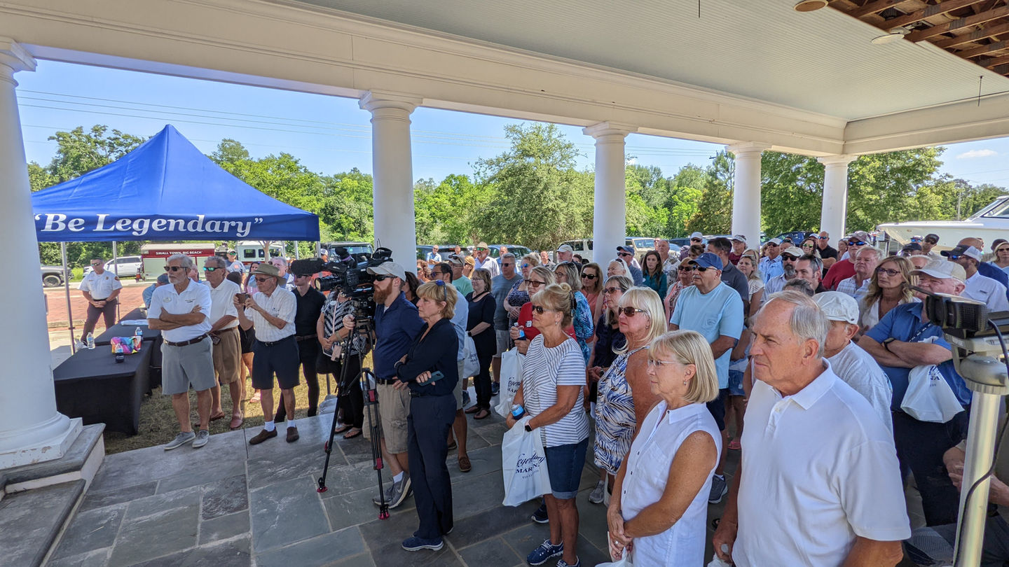 legendary marina & yacht club owner in gulf shores. speech 2022 about 2023 development of new state of the art marina and boat storage