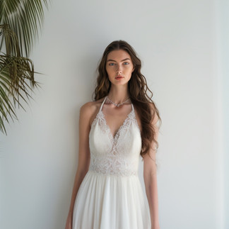 boho style beach wedding dress by AI stylist