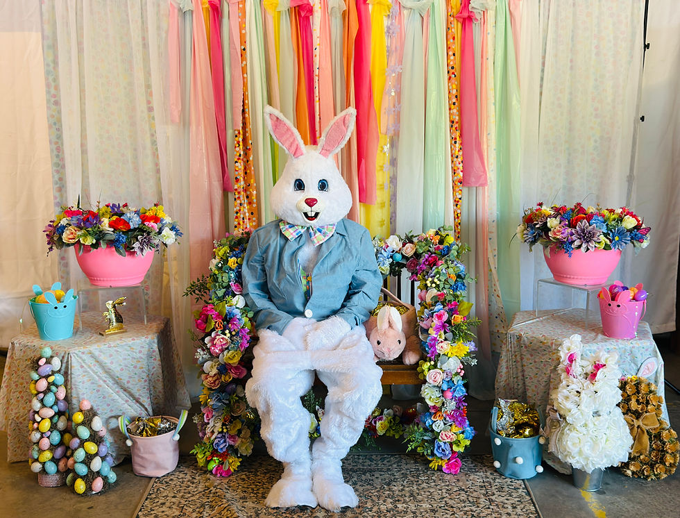 “Families taking photos with the Easter Bunny at South Augusta Flea Market Easter event in Augusta GA”