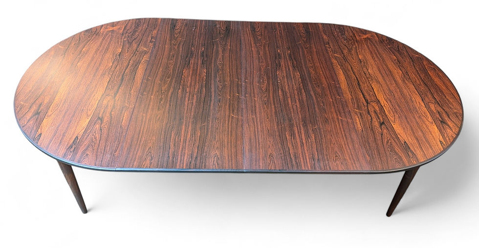 Thumbnail: (SOLD) Round Rosewood Table w 2 Leaf -  012603