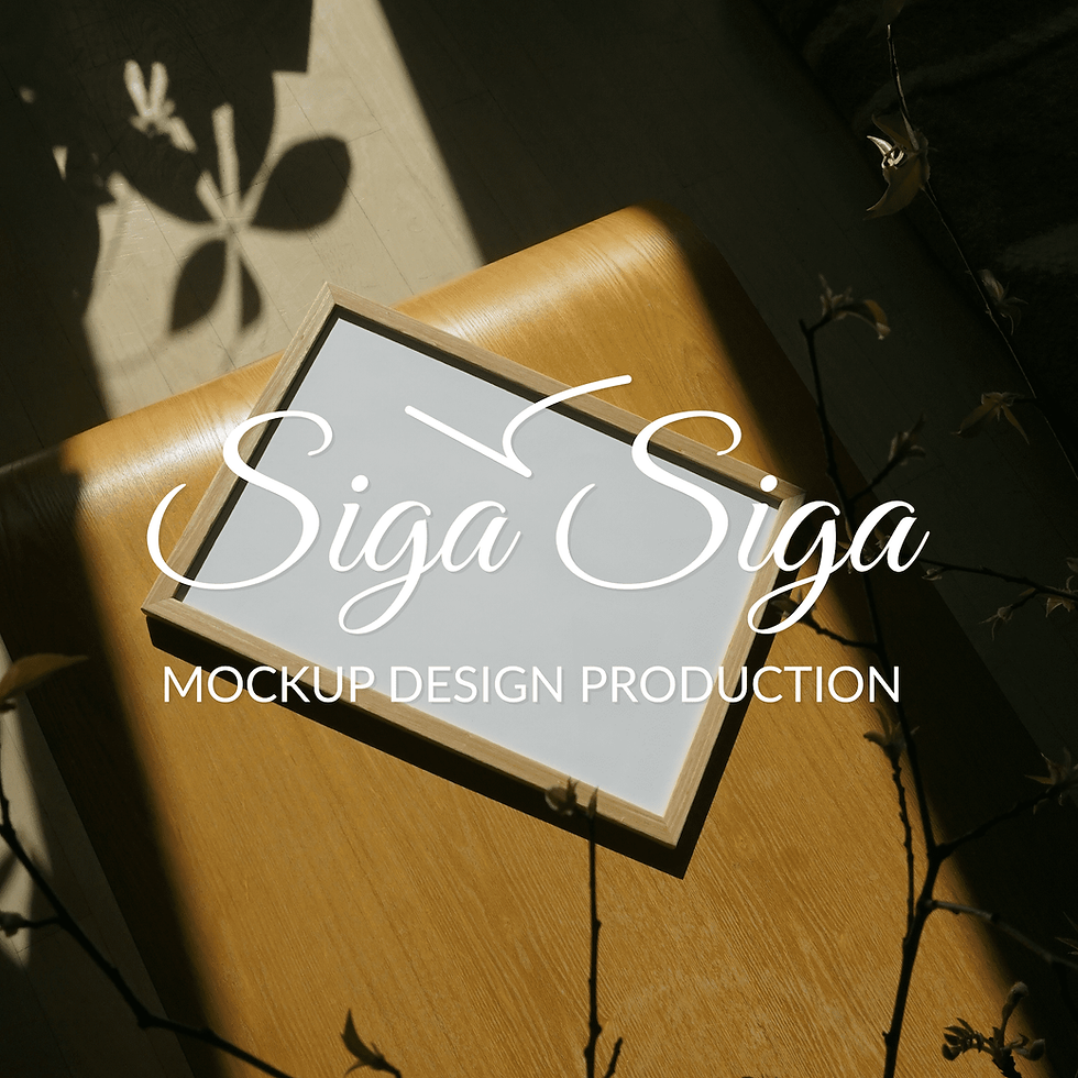 Thumbnail: Wooden frame mockup for poster 5x7 minimalistic close-up on the wooden table in bright light with shades.