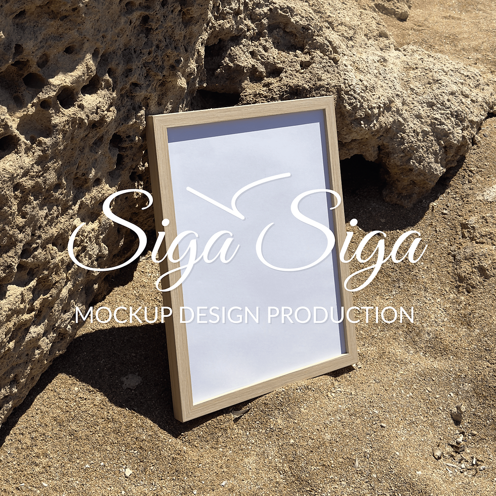 Thumbnail: wooden frame mockup poster 3x4 at beach summer design