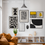 Thumbnail: Black frame mockup for poster gallery wall in spacious living room in minimalistic style, with brown sofa and bookshelves.