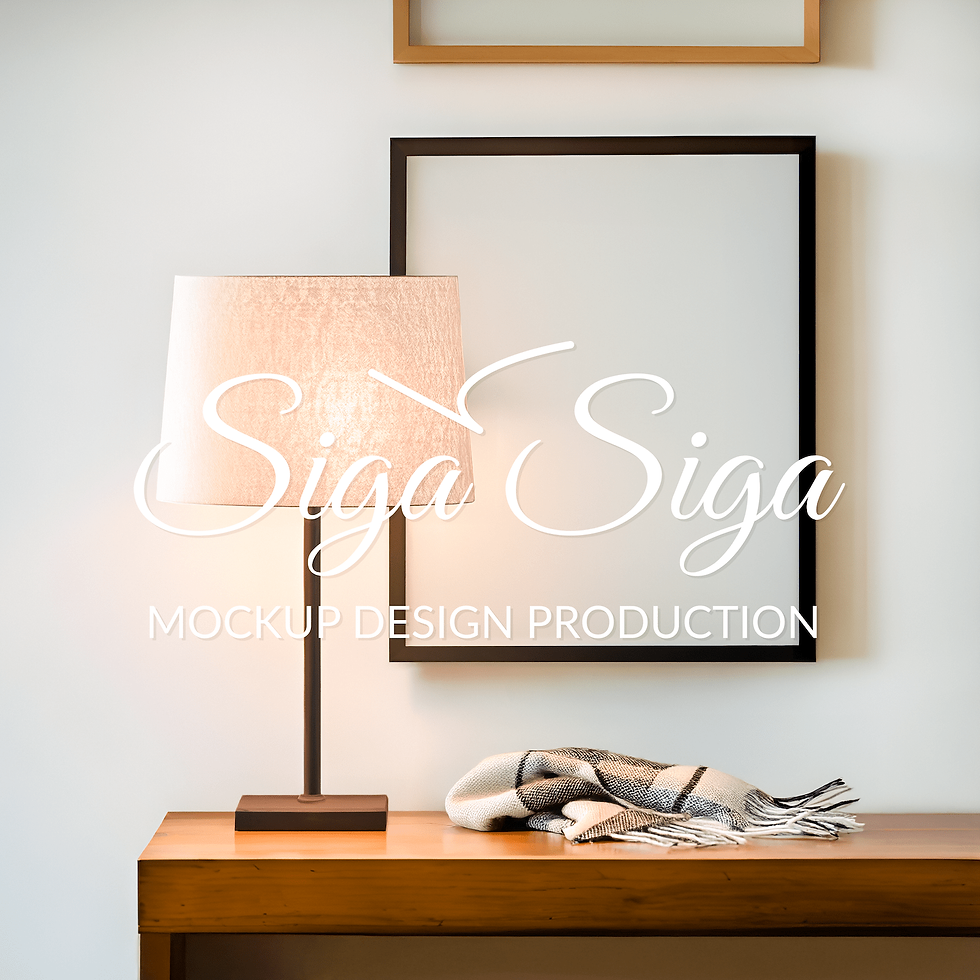 Thumbnail: Black frame mockup for a poster with a 4x5 ratio close-up scene in minimalistic interior with warm natural light.