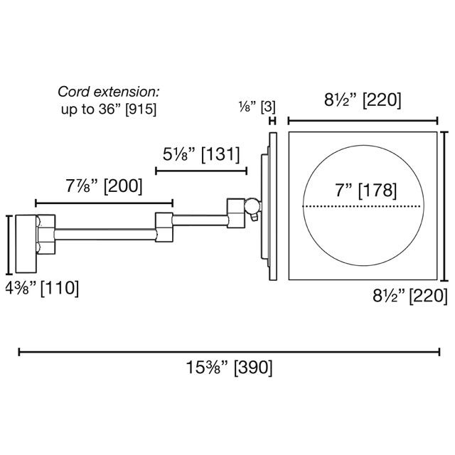 Thumbnail: LED Wall-Mount Swing Magnification Mirror