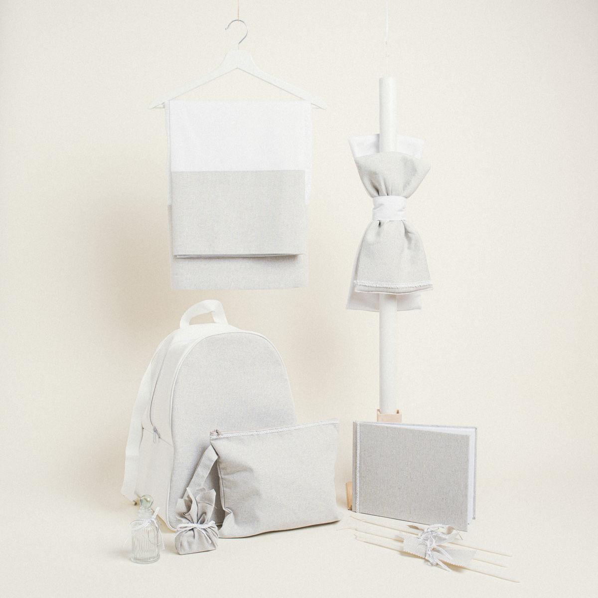 Σετ Βάπτισης Γκρί Ασημί Lurex